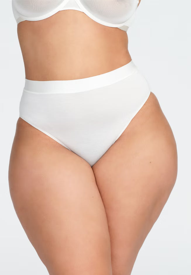 High‑rise modal brief in neutral tone; high‑cut leg, antimicrobial bamboo gusset, no‑dent high‑stretch waistband, butter‑soft texture.