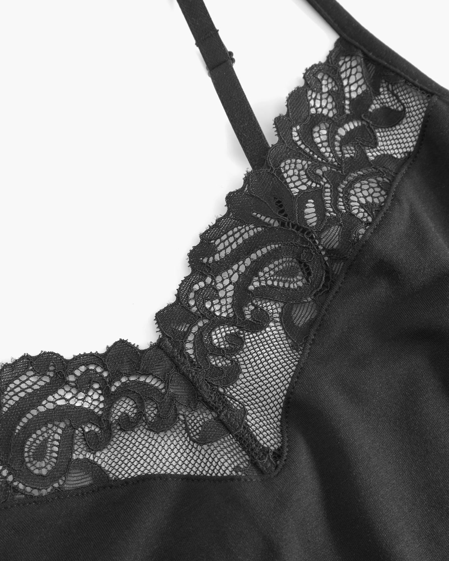 Black lace lingerie on a white background