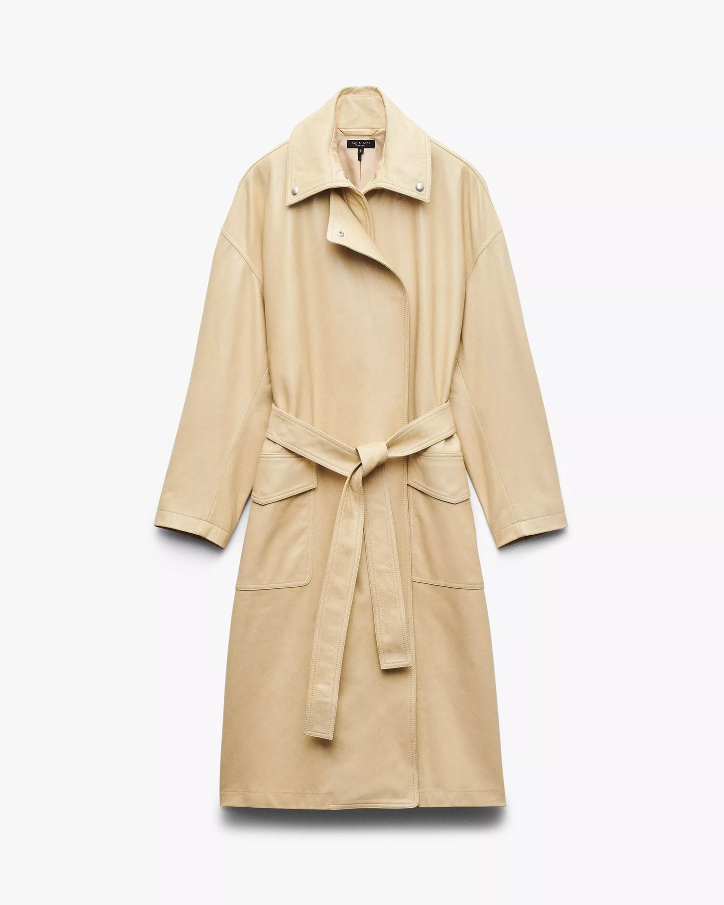 Beige trench coat on a white background