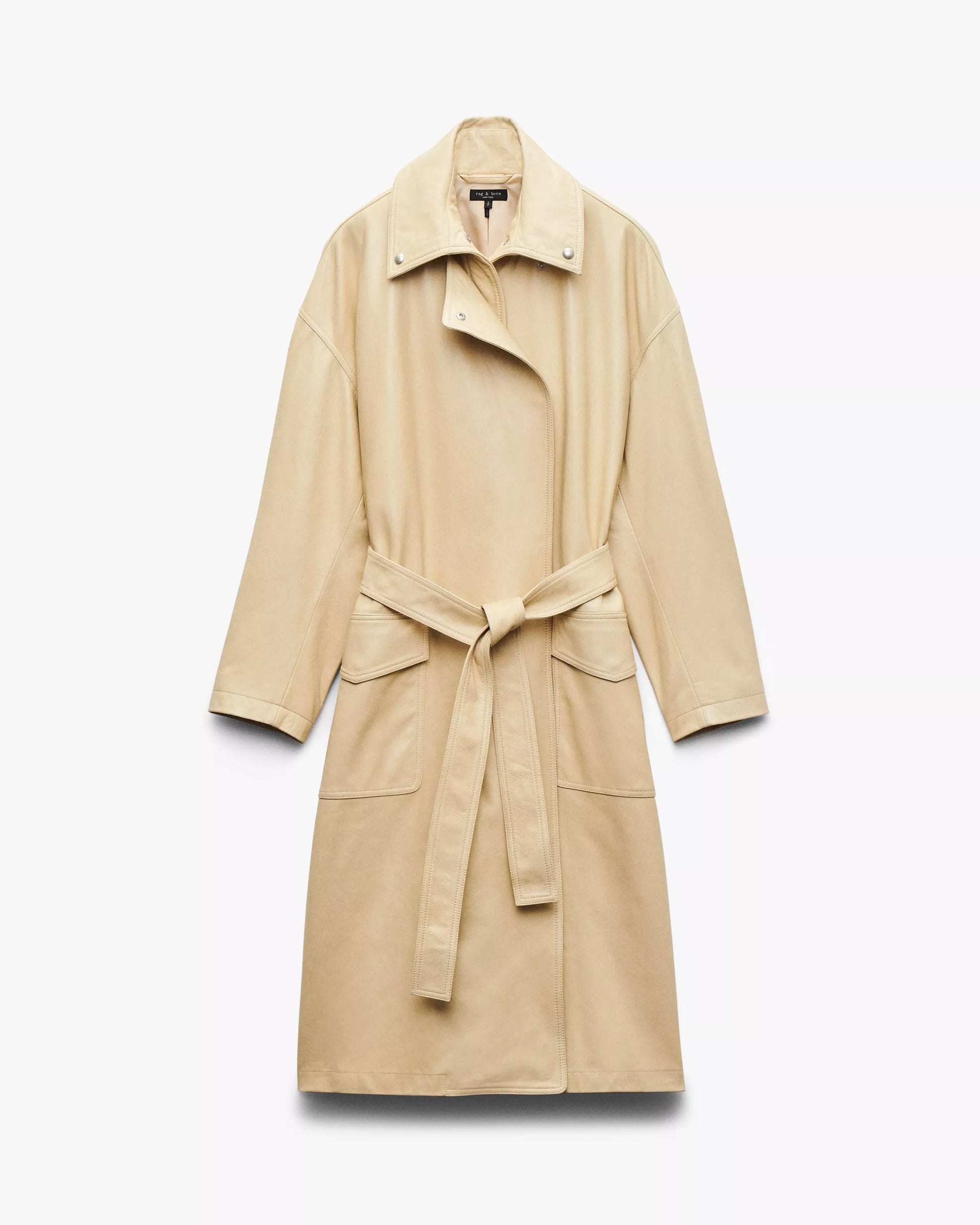 Beige trench coat on a white background
