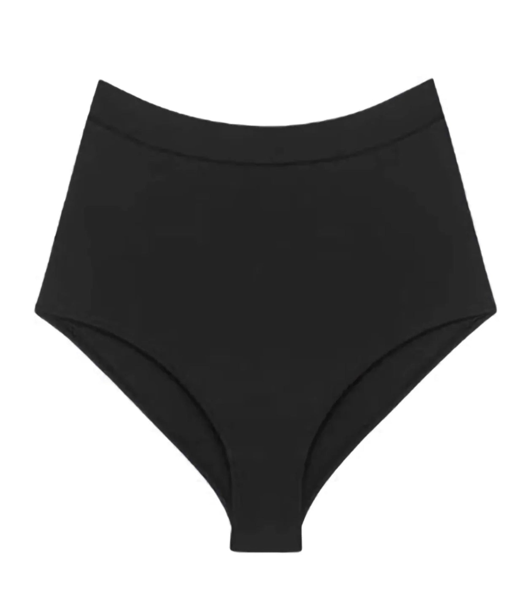 Black high-waisted underwear on a white background