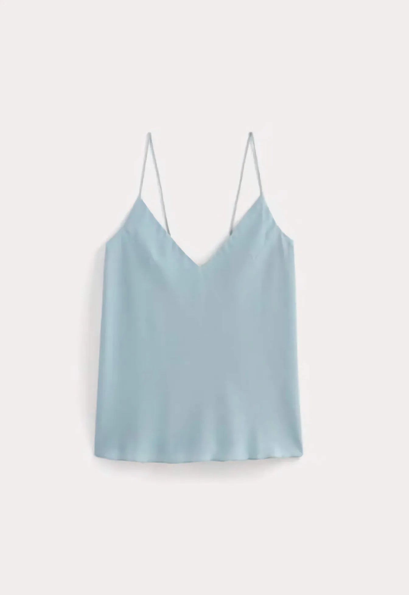 Light blue satin camisole on a white background